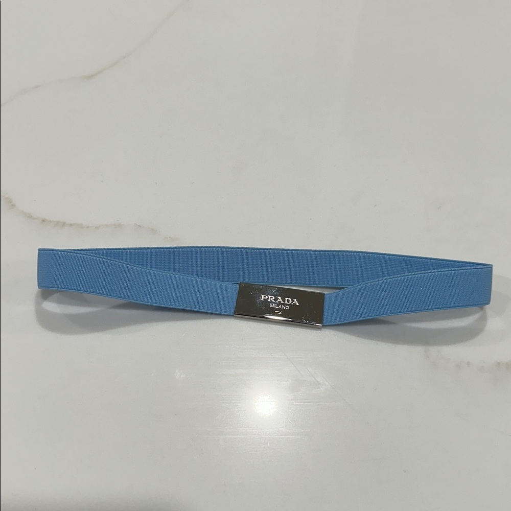 Prada Light Blue headband with Silver Buckle